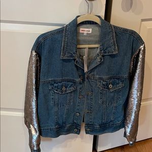 NWT denim jacket with sequins